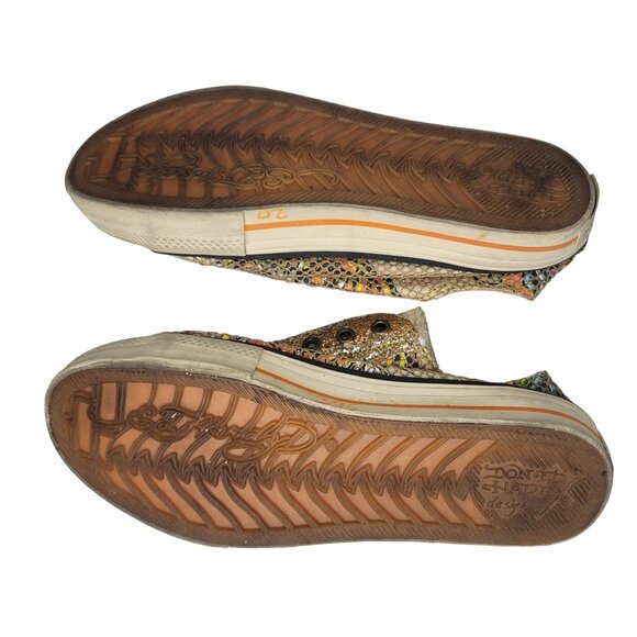 Ed Hardy vintage Women's Gold Snake Print Tiger Slip-On Shoe sneakers Size 8 US - Picture 8 of 10